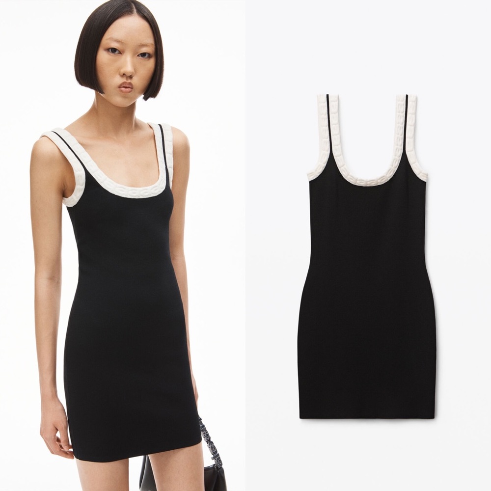 EUC Alexander Wang logo trim mini dress in chenille viscose L $450